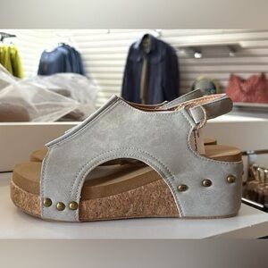 Women’s Gray Cork Wedge Slingback Sandals